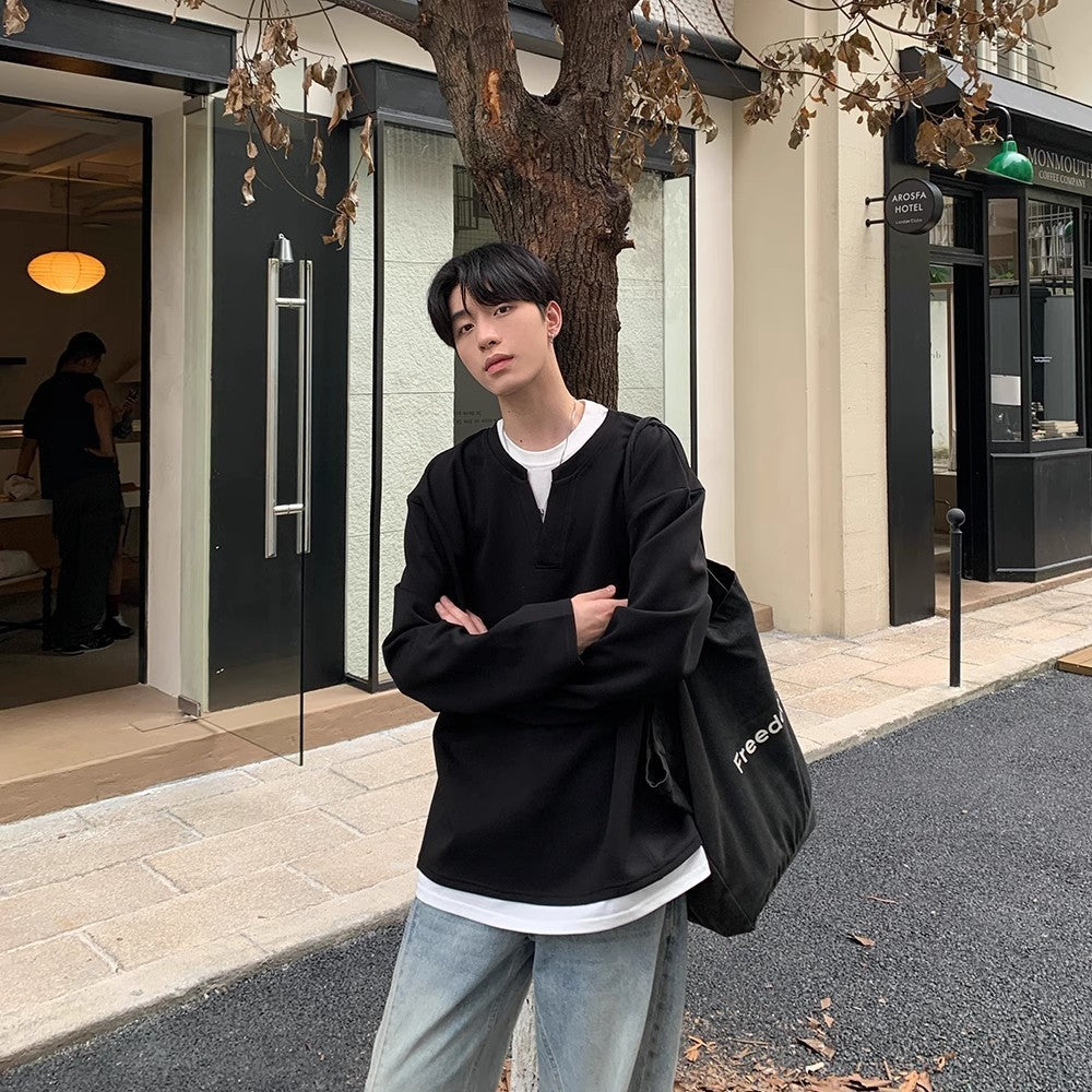 Stitching Solid Color Hoodie Men And Women