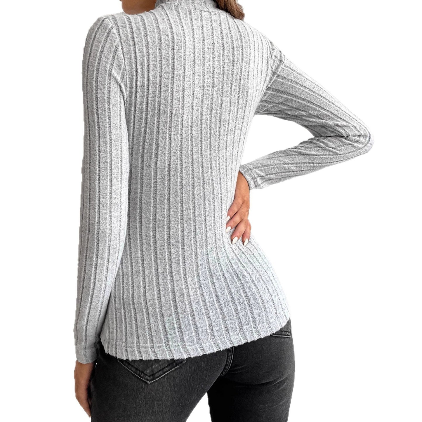 Women's Skinny Inner Match Solid Color Rib Fabric Top