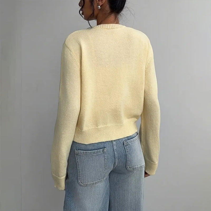 Women's Solid Color Button-Up Cardigan - Ribbed Detail Long Sleeve Knit Open Front Sweater Lightweight Spring&Fall Top