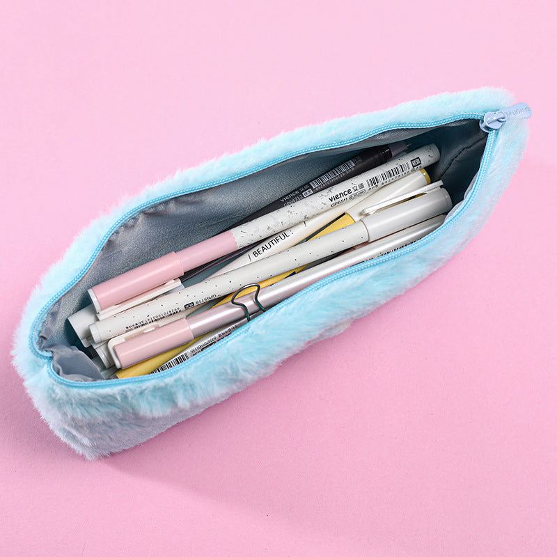 Fashionable Portable Simple Plush Letter Square Pencil Pouch
