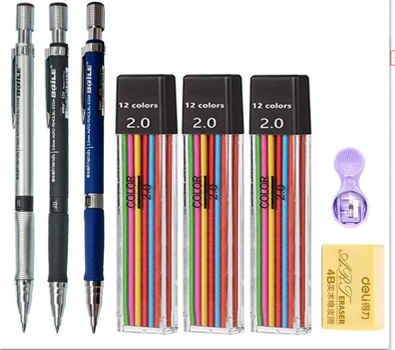 Mechanical Pencil 2B Test, Press The Core, Drawing And Writing Mechanical Pencil