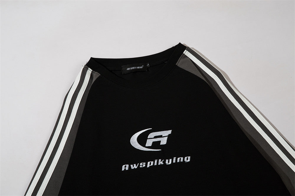 Letter Embroidered Long Sleeve T-shirt Men