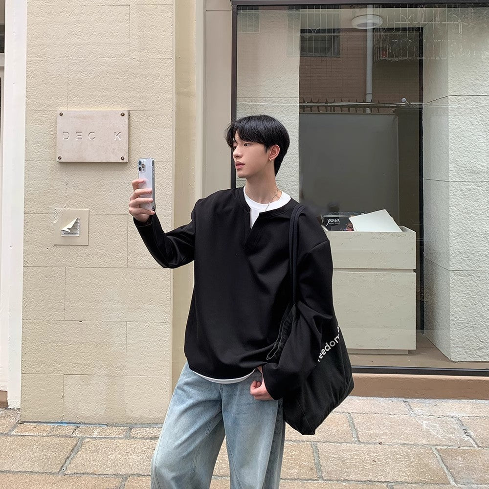 Stitching Solid Color Hoodie Men And Women