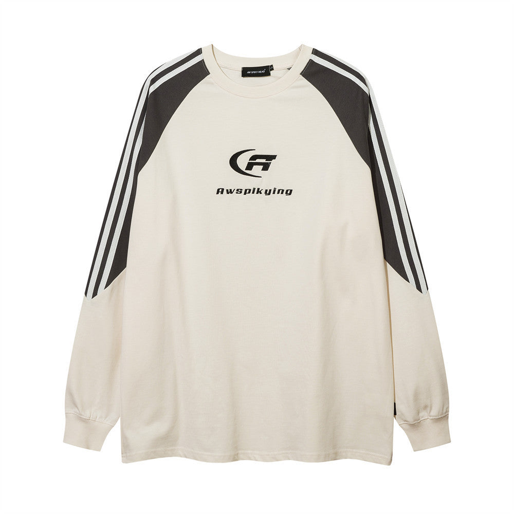 Letter Embroidered Long Sleeve T-shirt Men