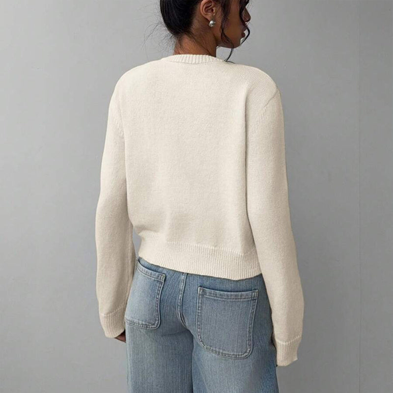 Women's Solid Color Button-Up Cardigan - Ribbed Detail Long Sleeve Knit Open Front Sweater Lightweight Spring&Fall Top