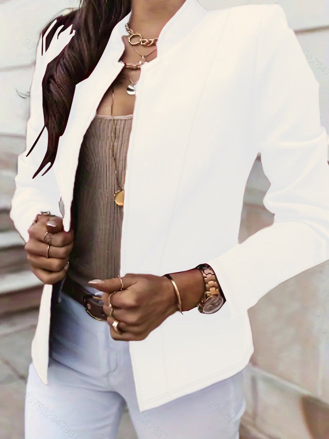 Fashion Solid Color Stand Collar Long Sleeve Women's Clothing Jacket