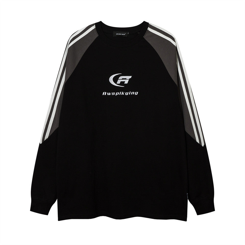 Letter Embroidered Long Sleeve T-shirt Men