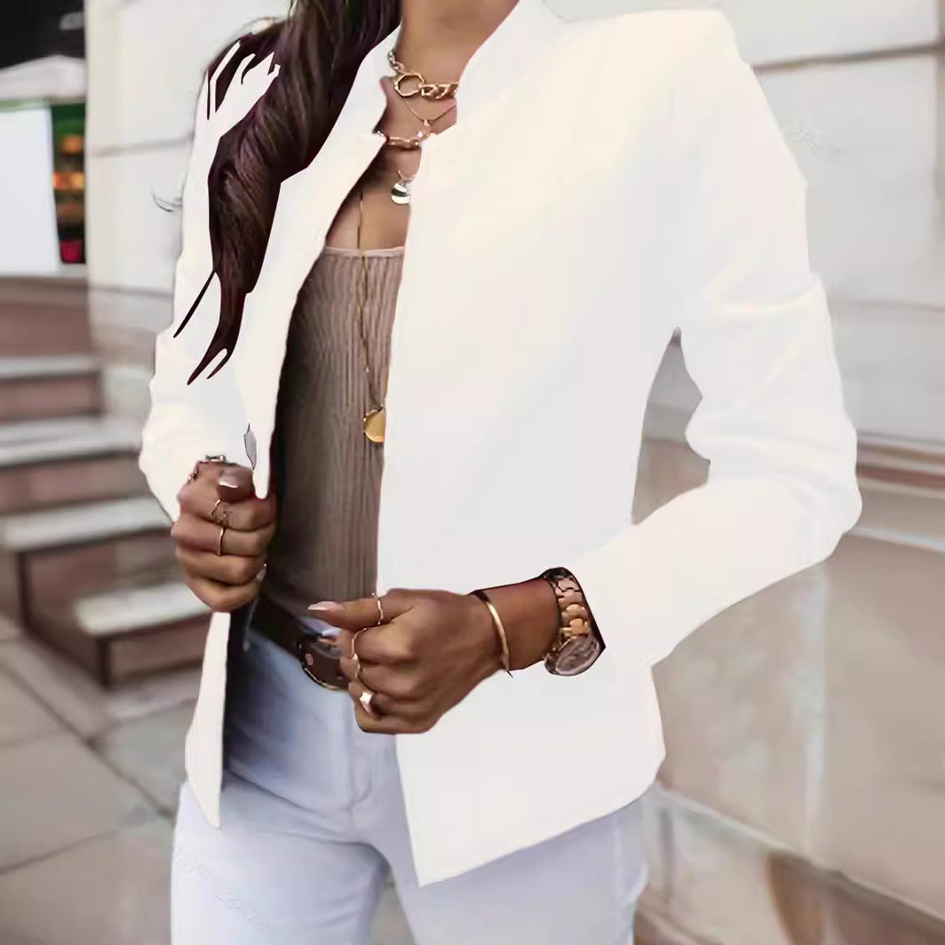 Fashion Solid Color Stand Collar Long Sleeve Women's Clothing Jacket