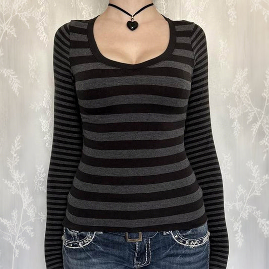 Striped Long-sleeved Sweater Women's T-shirt Women