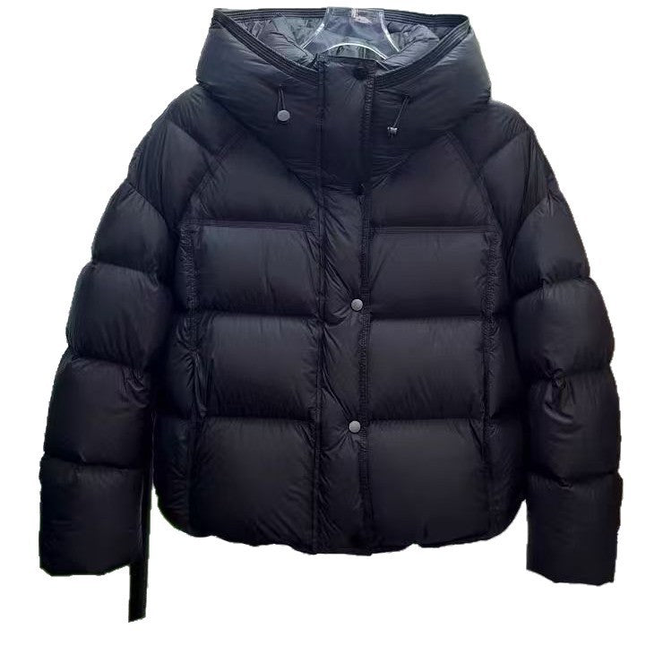 Autumn And Winter Solid Color Puff Short Hood Loose Cotton Padded Jacket